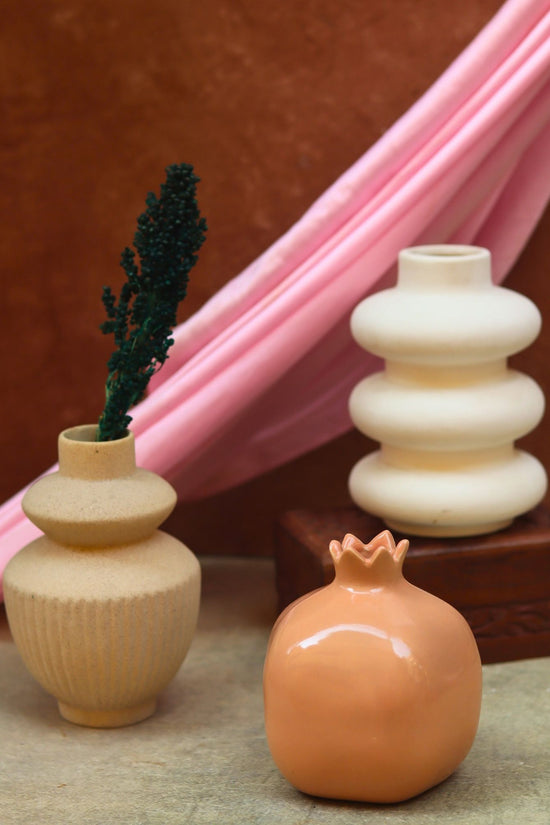 Handmade Set of 3 - Classic Ivory Vases combo