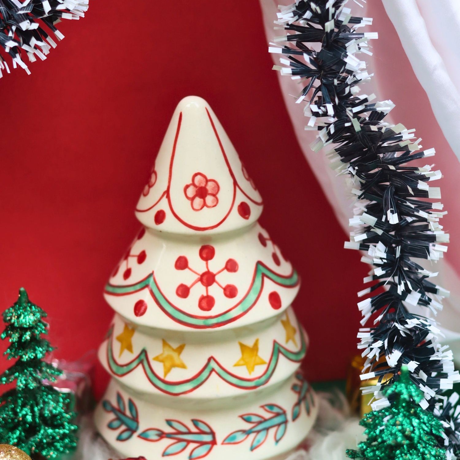 Hand painted White Christmas Tree made by ceramic