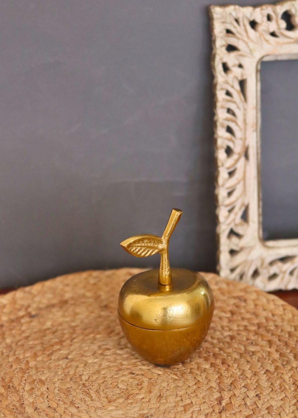 golden apple jar made by metal