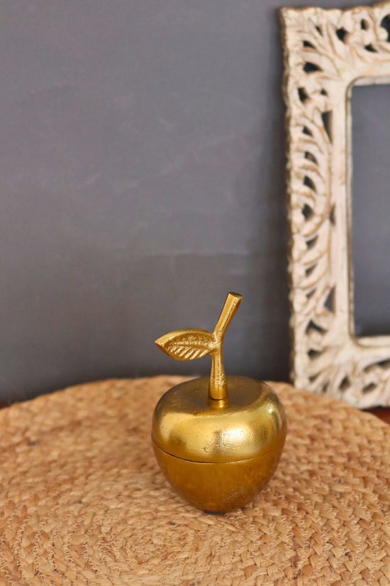 golden apple jar made by metal