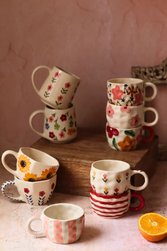 Set of 10 Morning Blossom Mugs (for the price of 7) made by ceramic