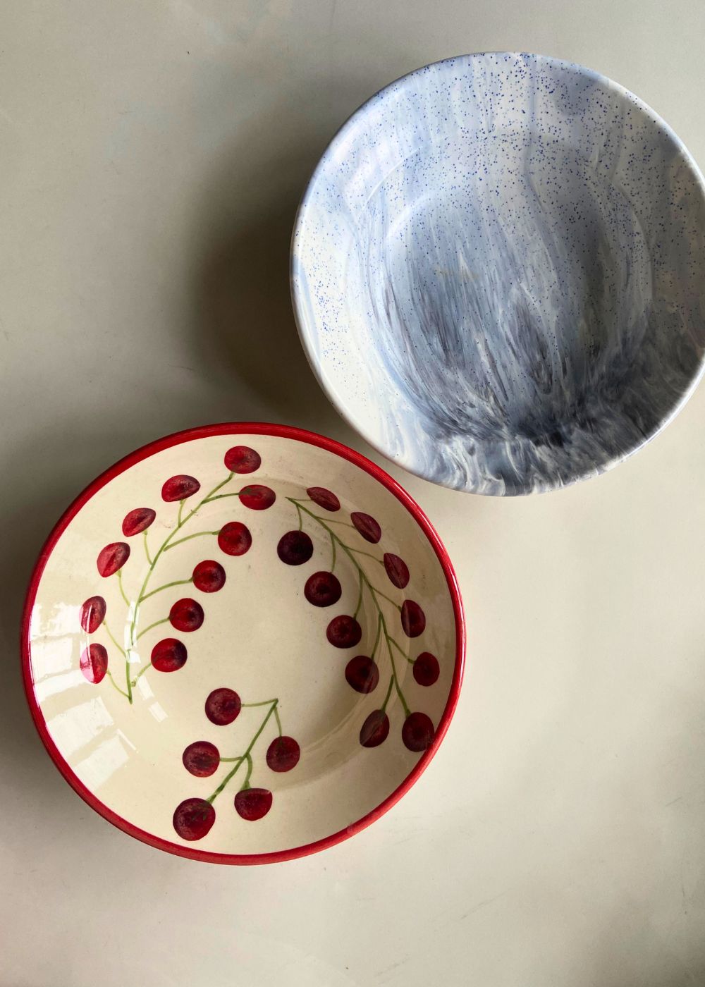 Cherry Tomato & Black Marble pasta Plate made by ceramic