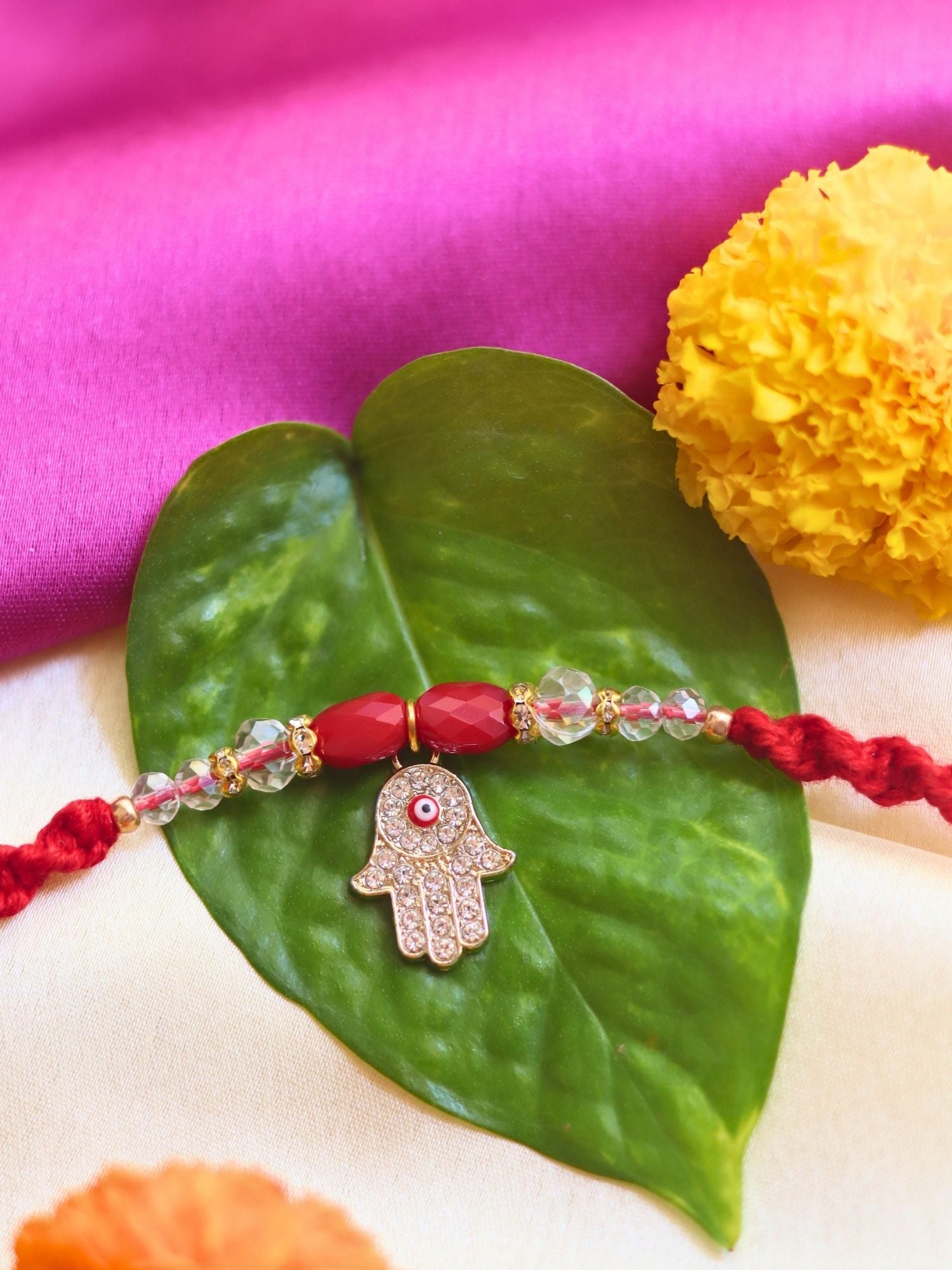 Hamsa Pearls Shield Rakhi