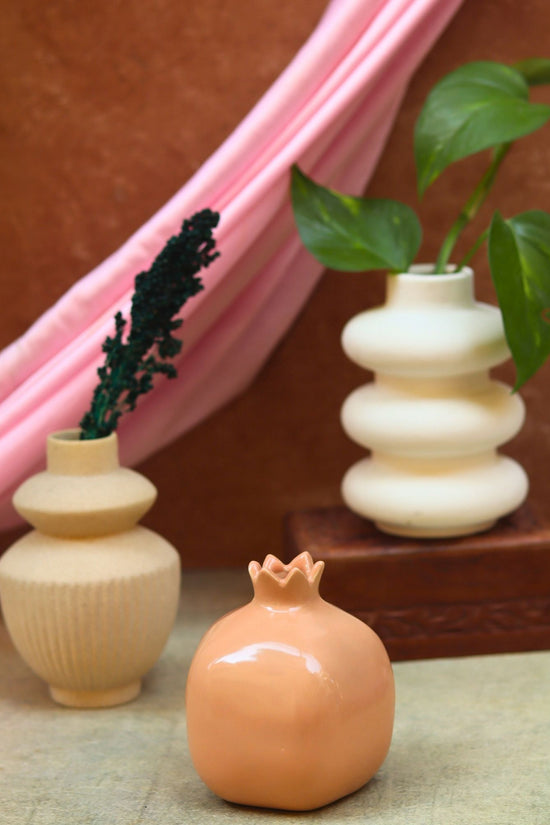 Set of 3 - Classic Ivory Vases combo made by ceramic