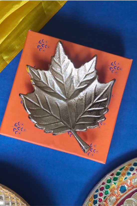 Golden  Leaf Patterned Bowl in a Gift Box handmade in india