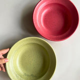 Handmade Army Green & Deep Red Pasta Plate