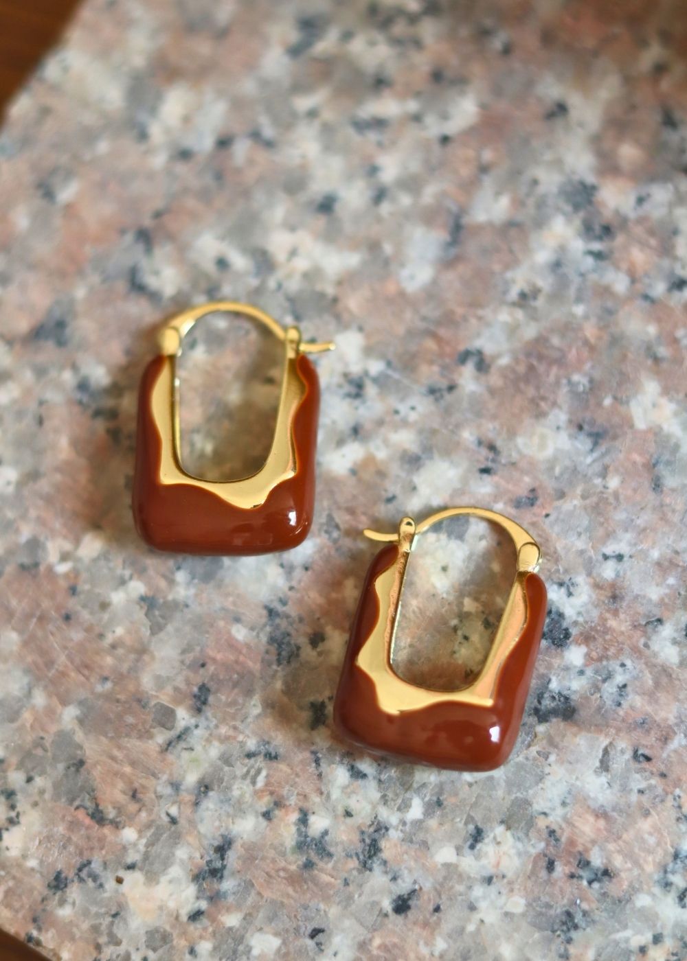 Anti tarnish Choco Caramel Hoops