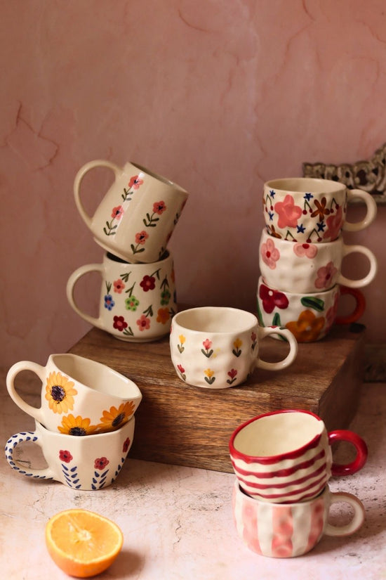 Set of 10 Morning Blossom Mugs (for the price of 7) with premium quality material