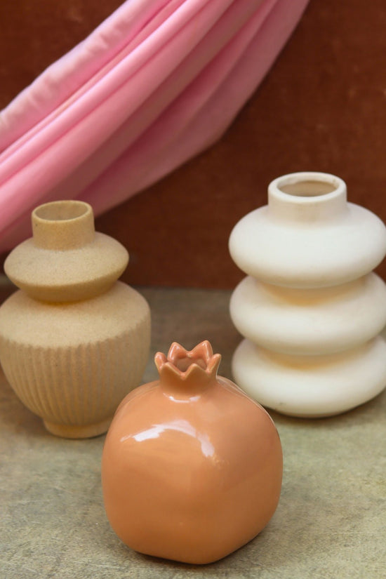 Set of 3 - Classic Ivory Vases combo handmade in India