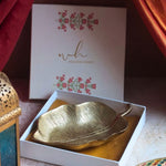 Handmade Gold-Plated Hazel Leaf Decorative Platter in a Gift Box