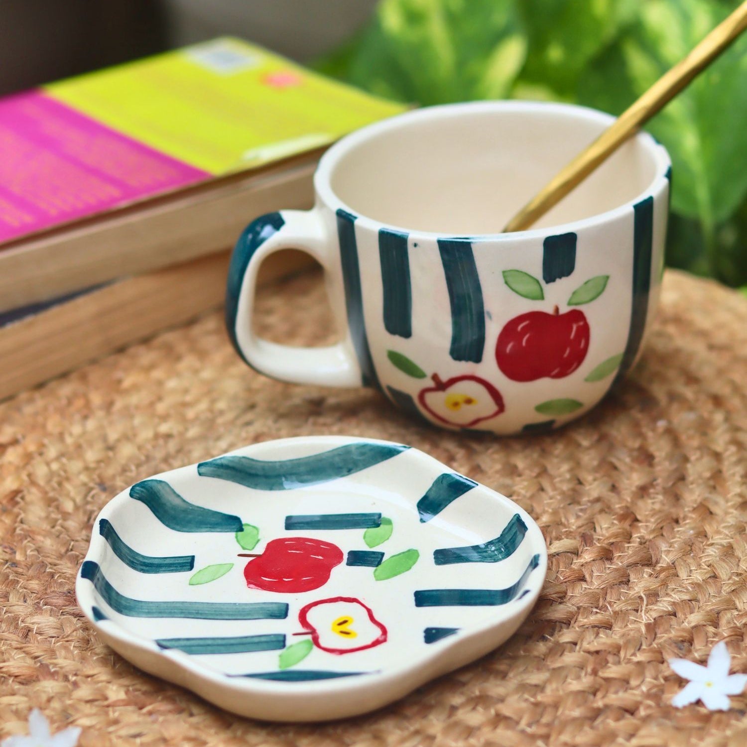 Handmade Set of 2 - Apple Mug & Handmade Dessert Plate
