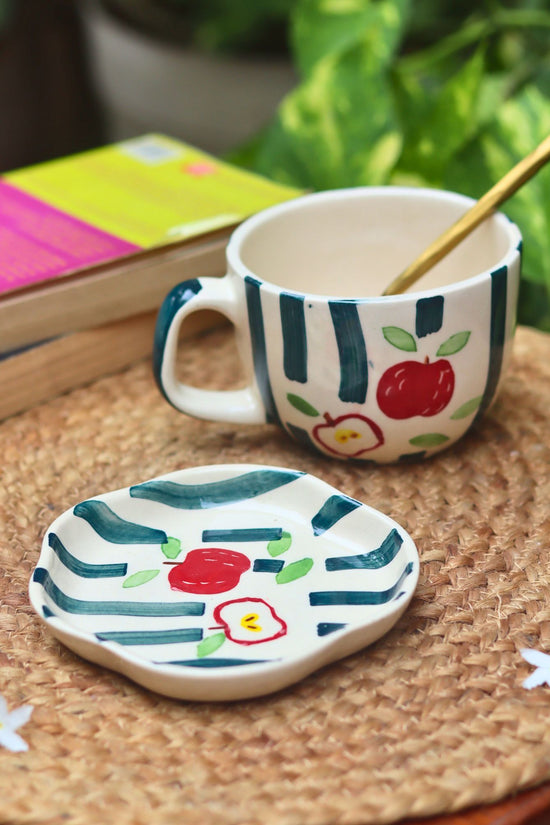 Handmade Set of 2 - Apple Mug & Handmade Dessert Plate