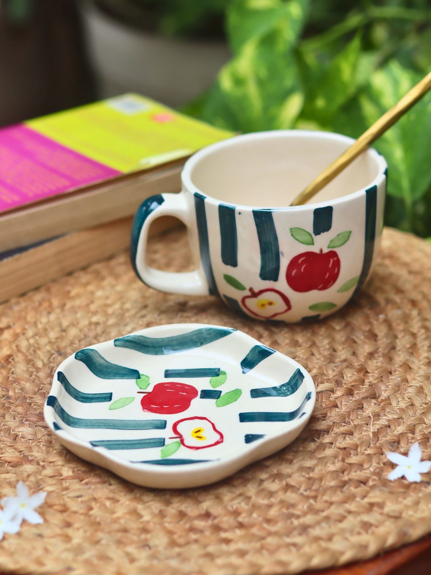 Handmade Set of 2 - Apple Mug & Handmade Dessert Plate