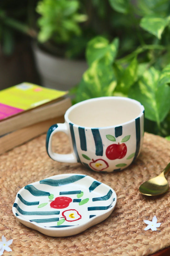 Set of 2 - Apple Mug & Handmade Dessert Plate made by ceramic