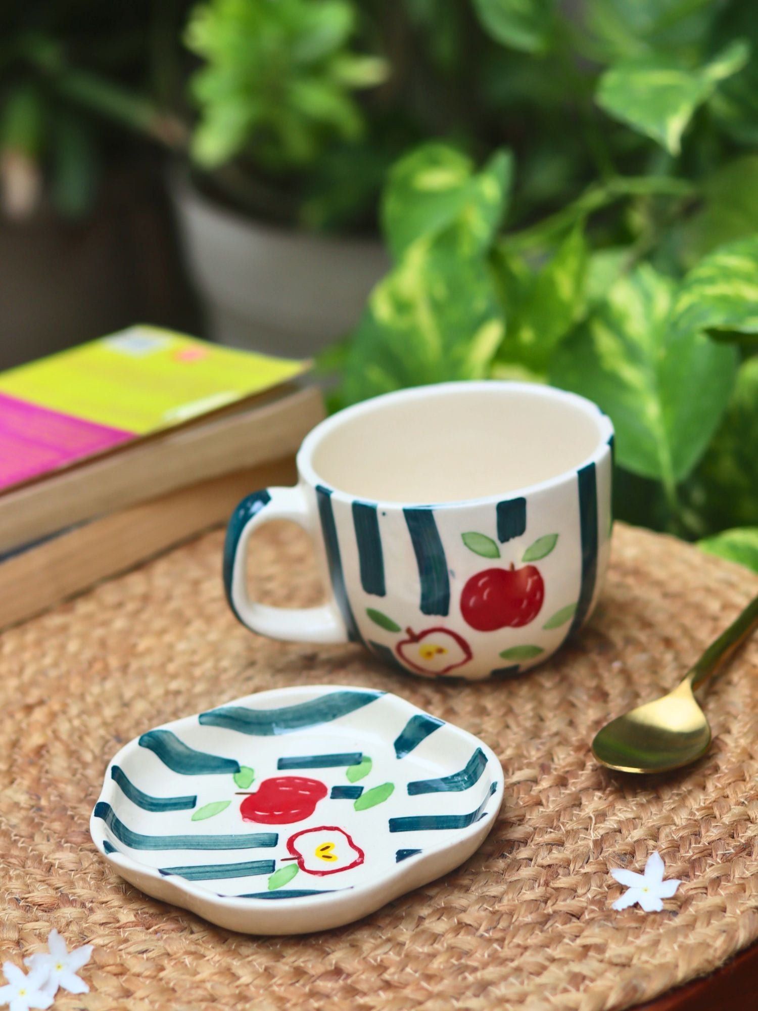 Set of 2 - Apple Mug & Handmade Dessert Plate made by ceramic
