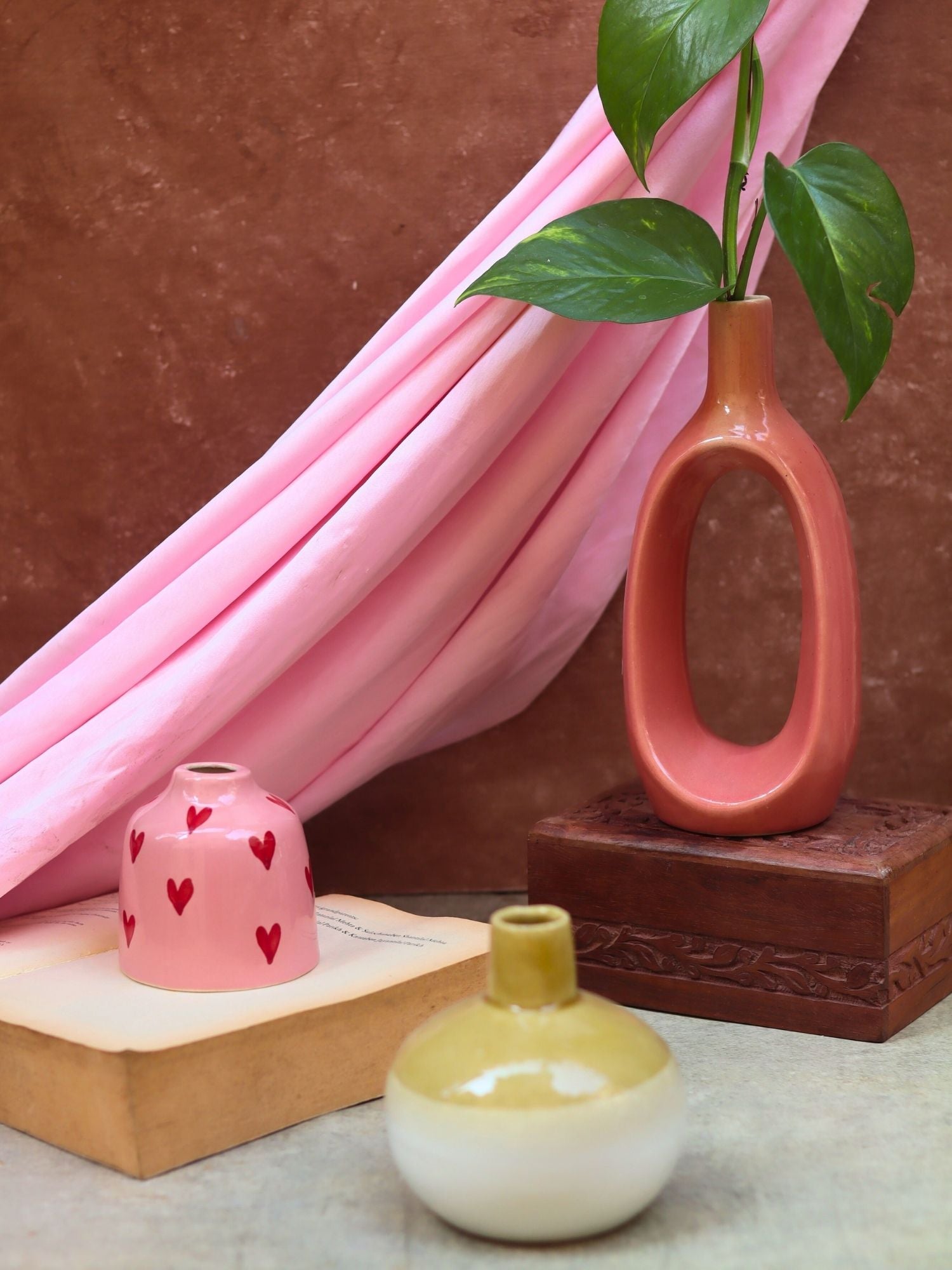 Handmade Set of 3 - Neutrals Chic vases combo