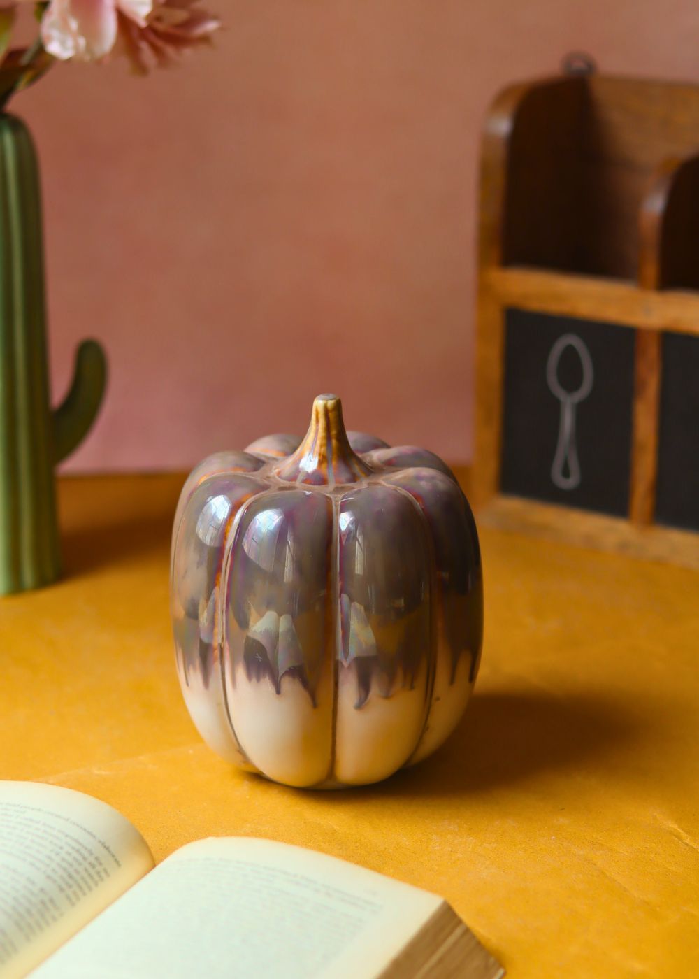 Shaded brown pumpkin - tall made by ceramic