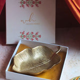 Gold-Plated Hazel Leaf Decorative Platter in a Gift Box made by metal