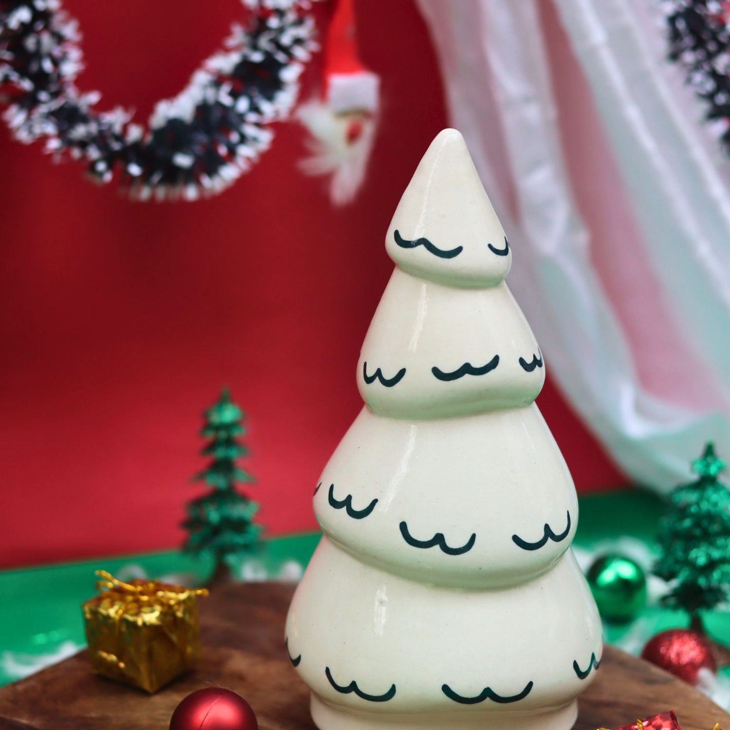 Snow White Christmas tree made by ceramic