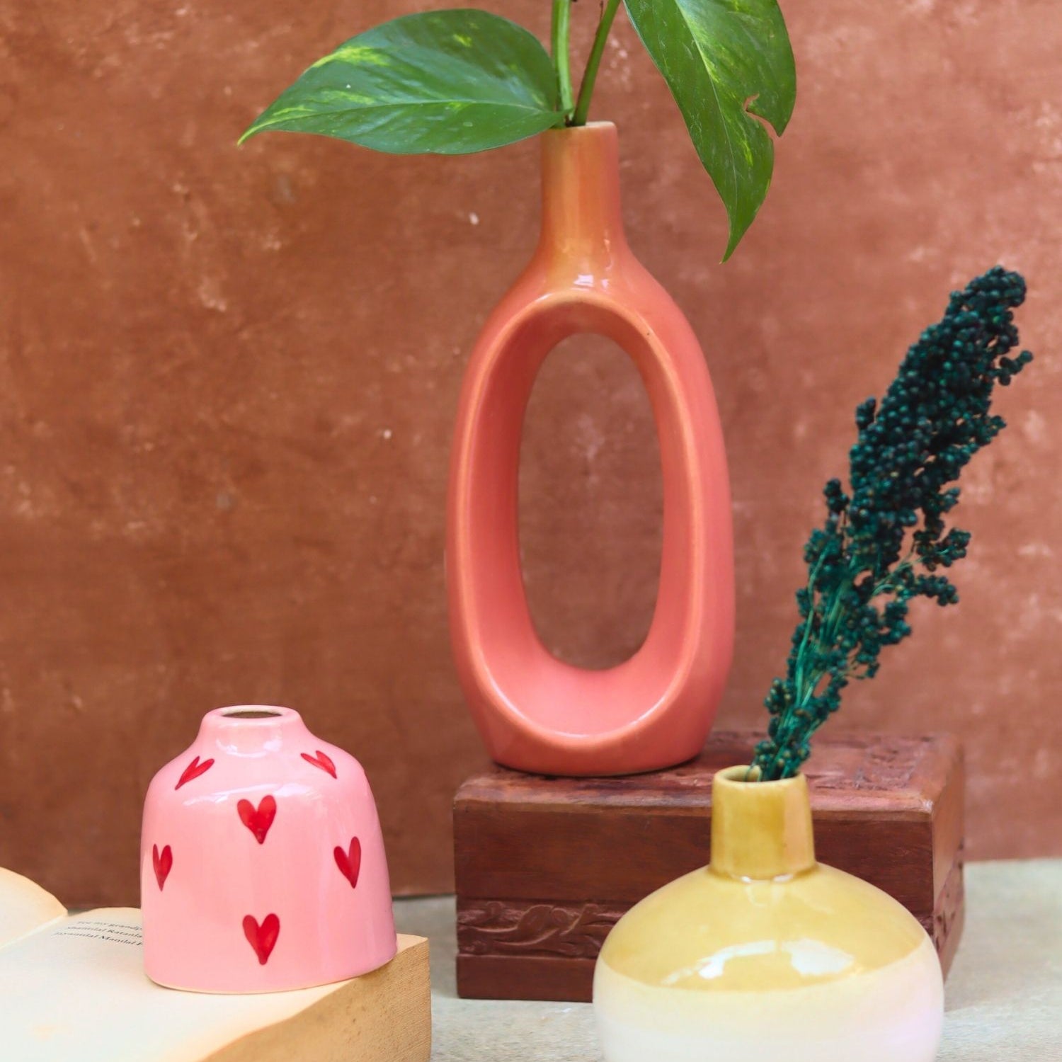 Set of 3 - Neutrals Chic vases combo made by ceramic