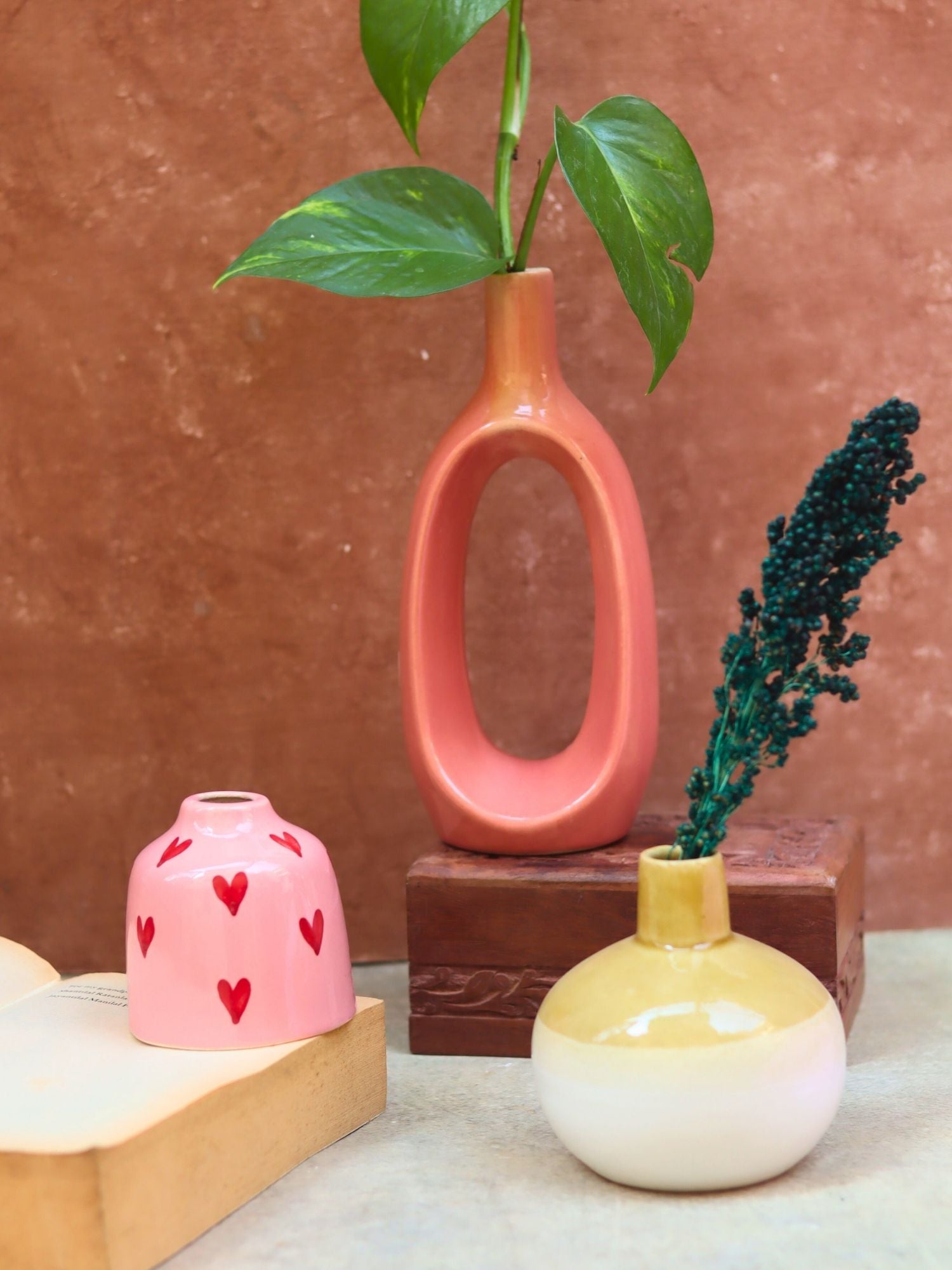 Set of 3 - Neutrals Chic vases combo made by ceramic