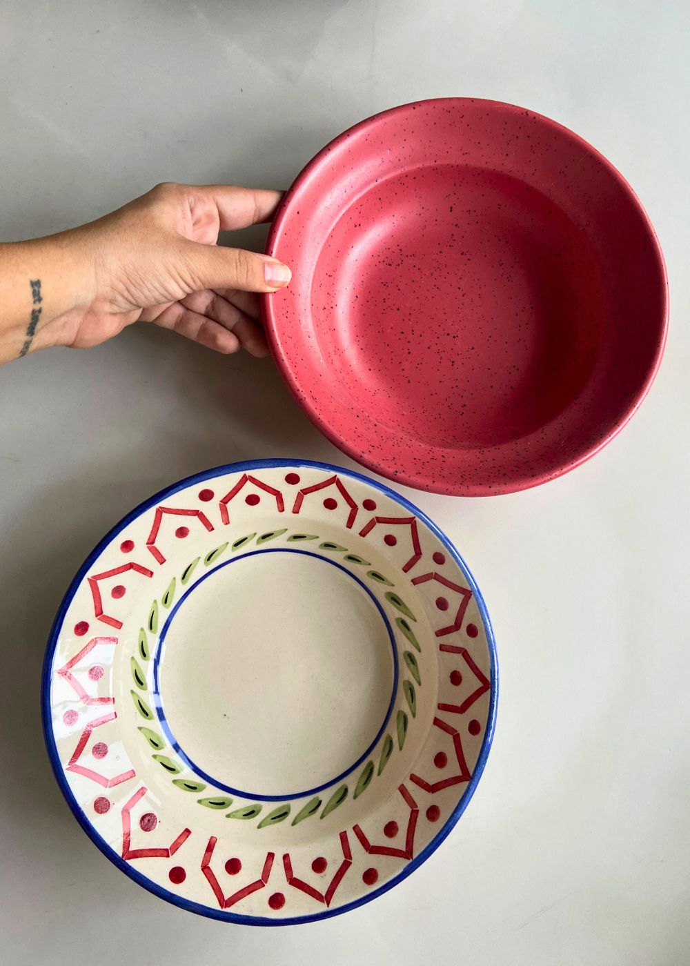 Indie & Deep Red Pasta plate made by ceramic