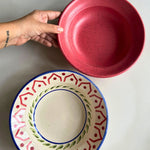 Indie & Deep Red Pasta plate made by ceramic