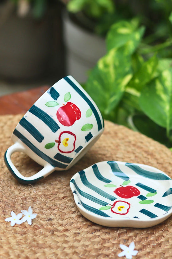 Set of 2 - Apple Mug & Handmade Dessert Plate handmade in India