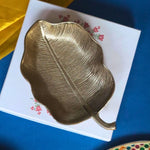 Gold-Plated Hazel Leaf Decorative Platter in a Gift Box with premium quality material