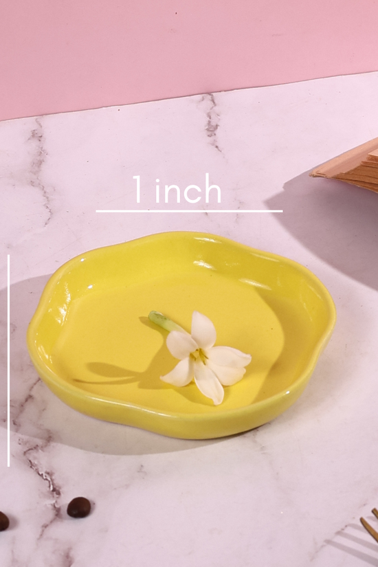 Sunshine Yellow Handmade Dessert Plate Height & Breadth