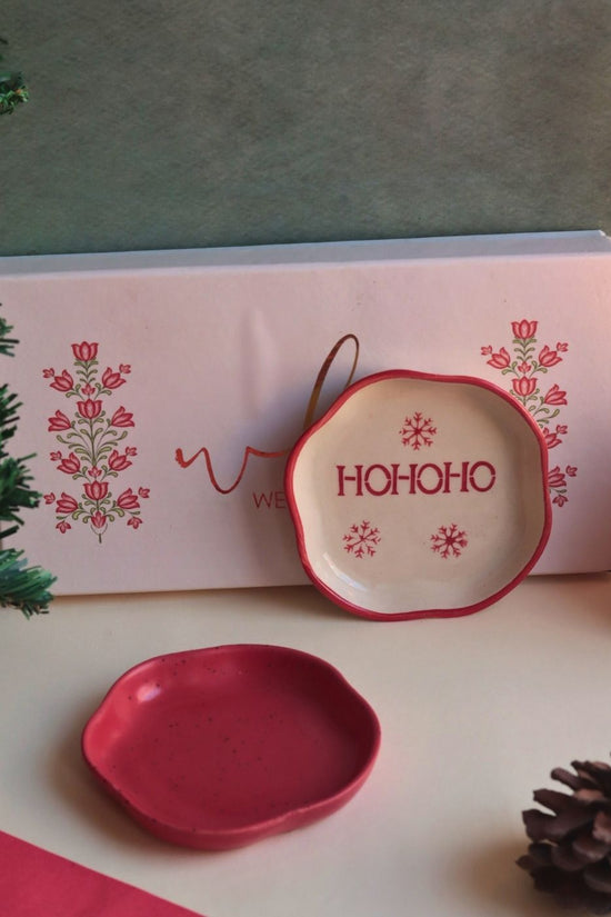 HOHOHO & Red Handmade Dessert plate in a Gift Box with premium quality material