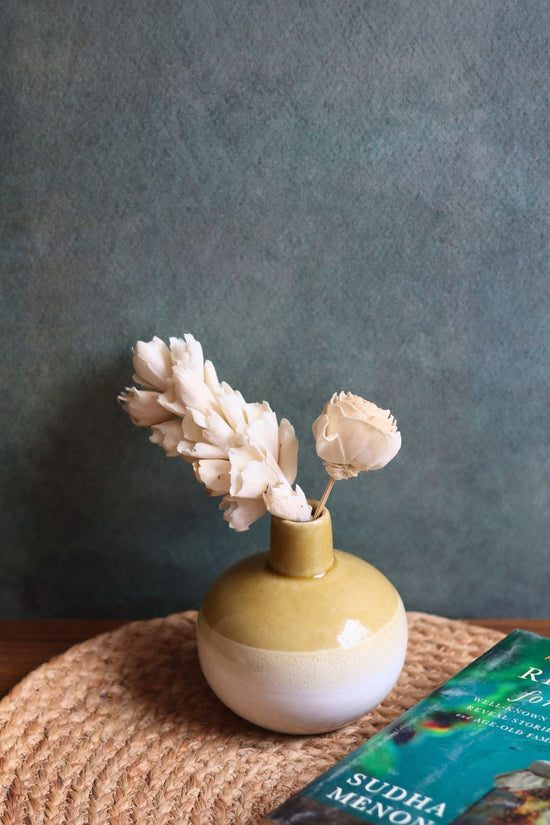 mustard glow vase handmade in india 