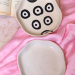 Evil eye & White Handmade Dessert Plate handmade in india
