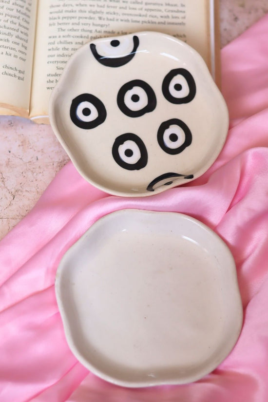 Evil eye & White Handmade Dessert Plate handmade in india