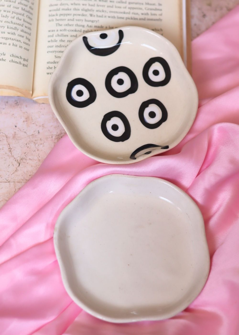 Evil eye & White Handmade Dessert Plate handmade in india