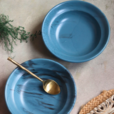 Ceramic pasta plate blue & black color 