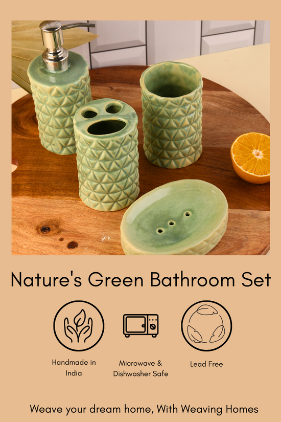 nature's green bathroom set handmade in india 