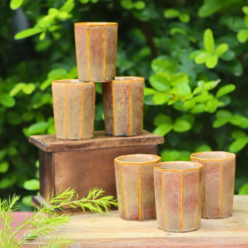 handmade Set of 6 - Mustard Chai Kulhad