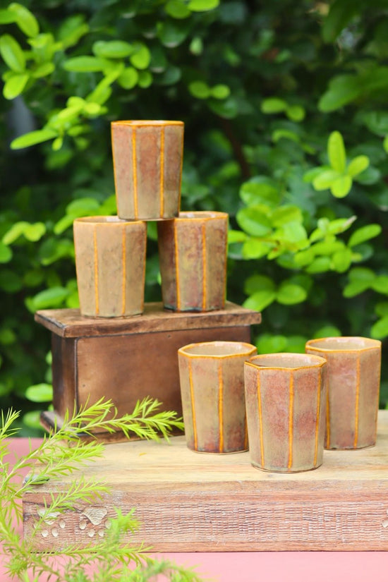 handmade Set of 6 - Mustard Chai Kulhad