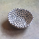 Handmade bowl black polka 