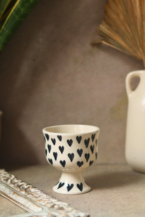 black heart ice cream goblet with beautiful black heart design