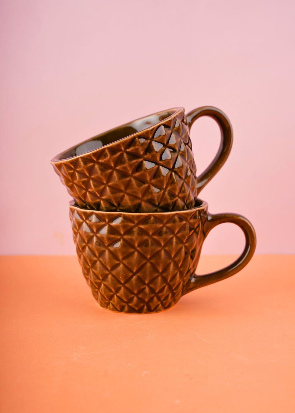 brown diamond mug made by ceramic 