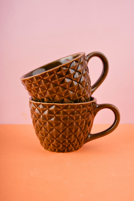 brown diamond mug made by ceramic 
