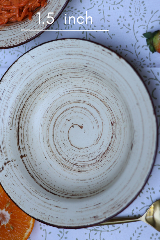 Handmade ceramic pasta plate height & breadth