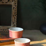 Blush pink ceramic bakeware ramekins