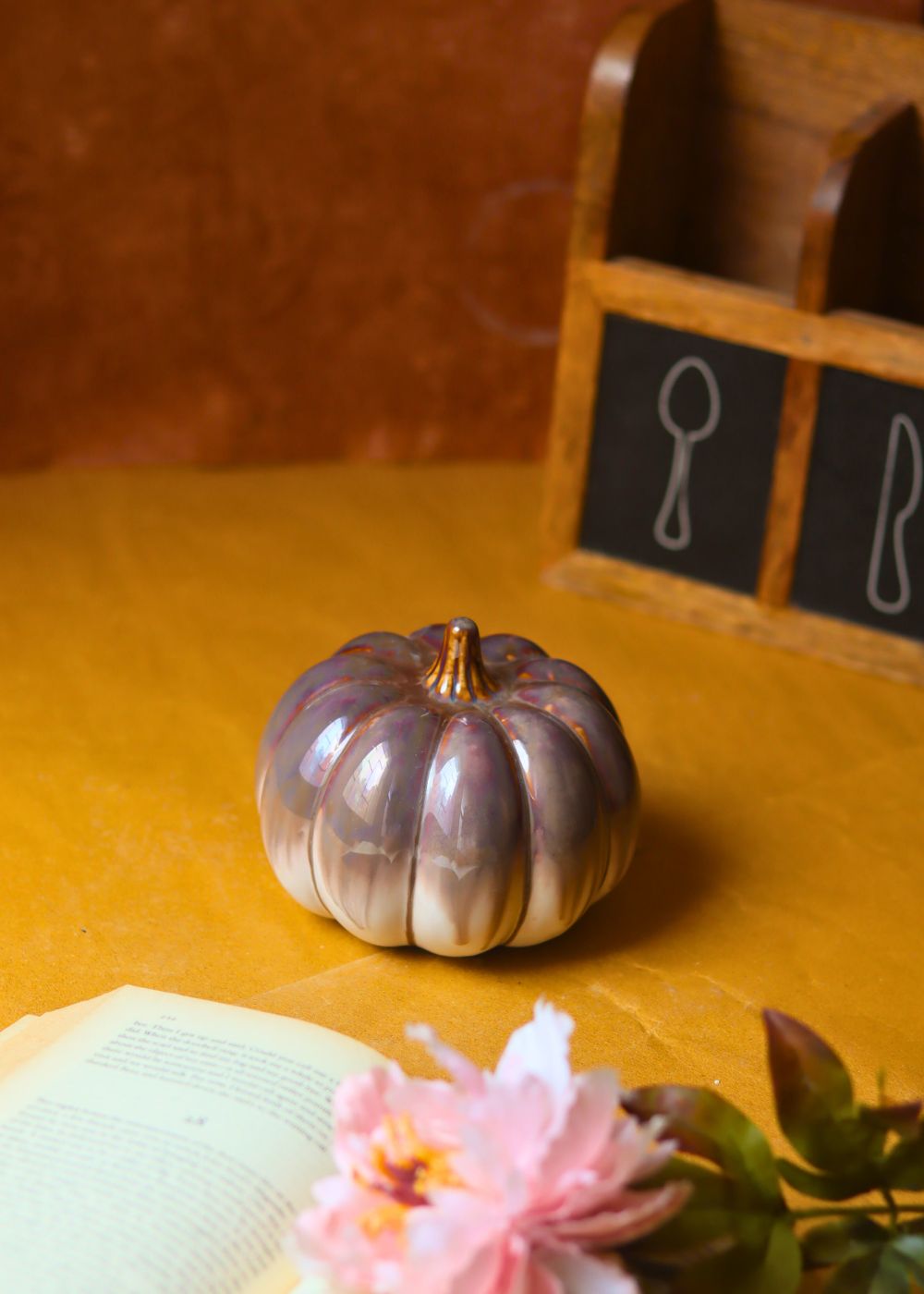 Handmade Shaded brown pumpkin - round