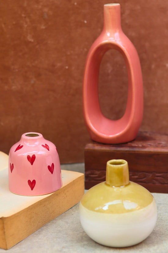 Set of 3 - Neutrals Chic vases combo handmade in India