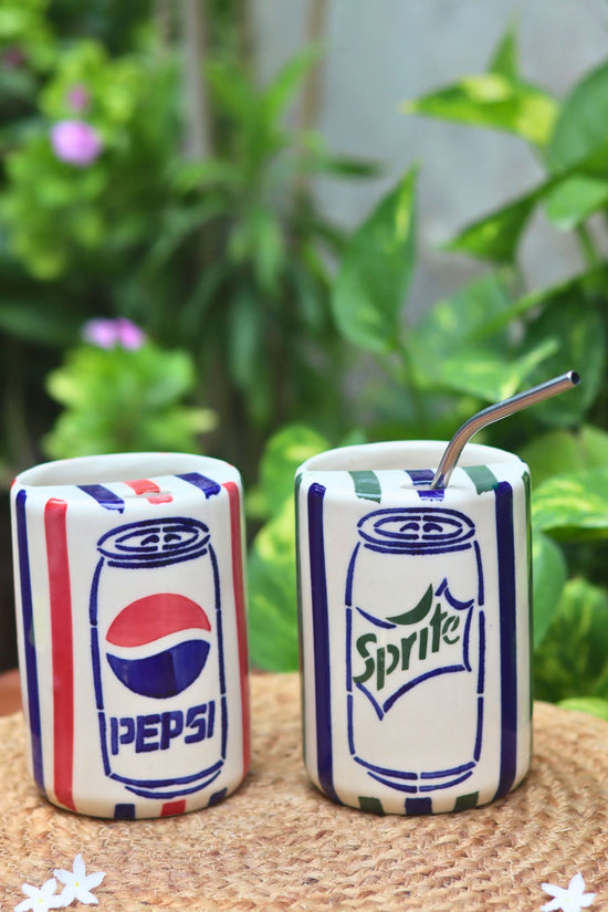 Set of 2 - Pepsi & Sprite Tumbler combo made by ceramic