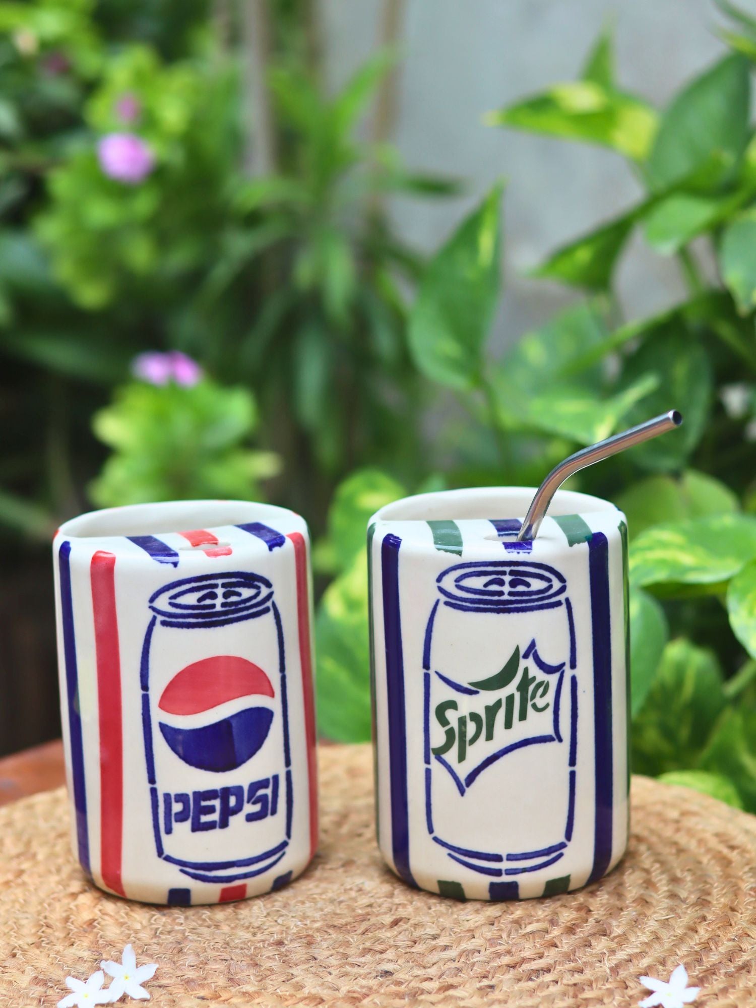 Set of 2 - Pepsi & Sprite Tumbler combo made by ceramic
