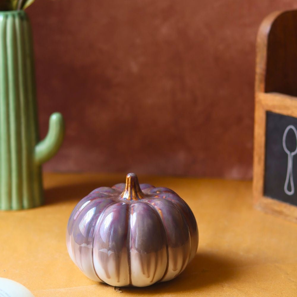 Shaded brown pumpkin - round made by ceramic